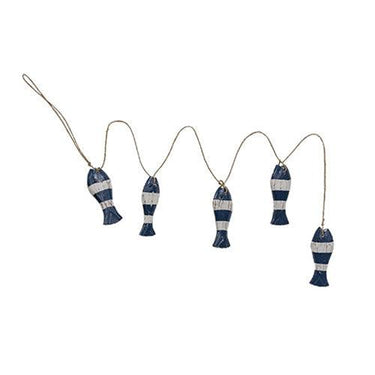 Distressed Wooden Fish Garland 6 Asstd - The Fox Decor